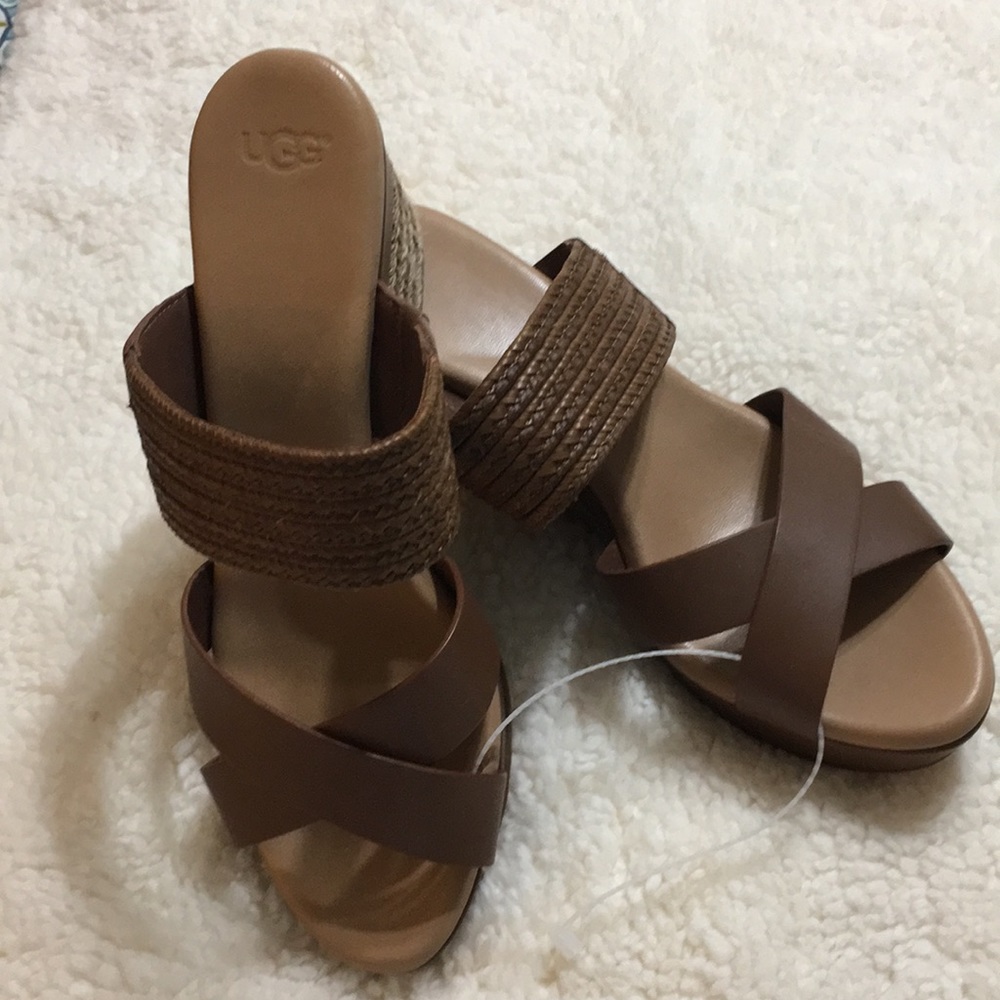 UGG tan and toffee wedges